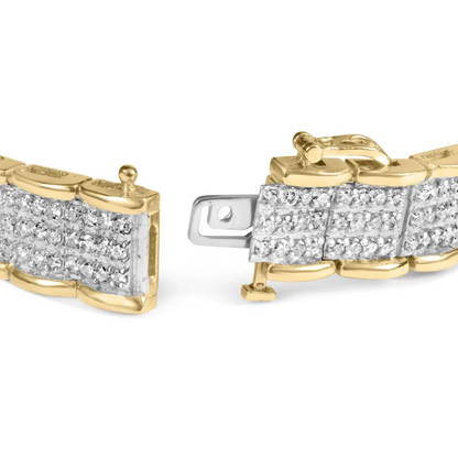 10k yellow gold 5.00 cttw round cut diamond link 7’’ bracelet (j k color i1 i2 clarity) bracelets/bracelet/link handcrafted