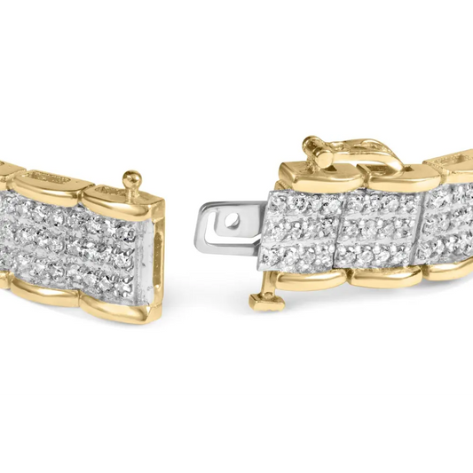 10k yellow gold 5.00 cttw round cut diamond link 7’’ bracelet (j k color i1 i2 clarity) bracelets/bracelet/link handcrafted