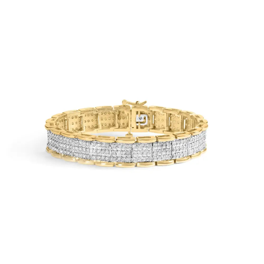 10k yellow gold 5.00 cttw round diamond link 7 inch bracelet bijoux-nyc direct
