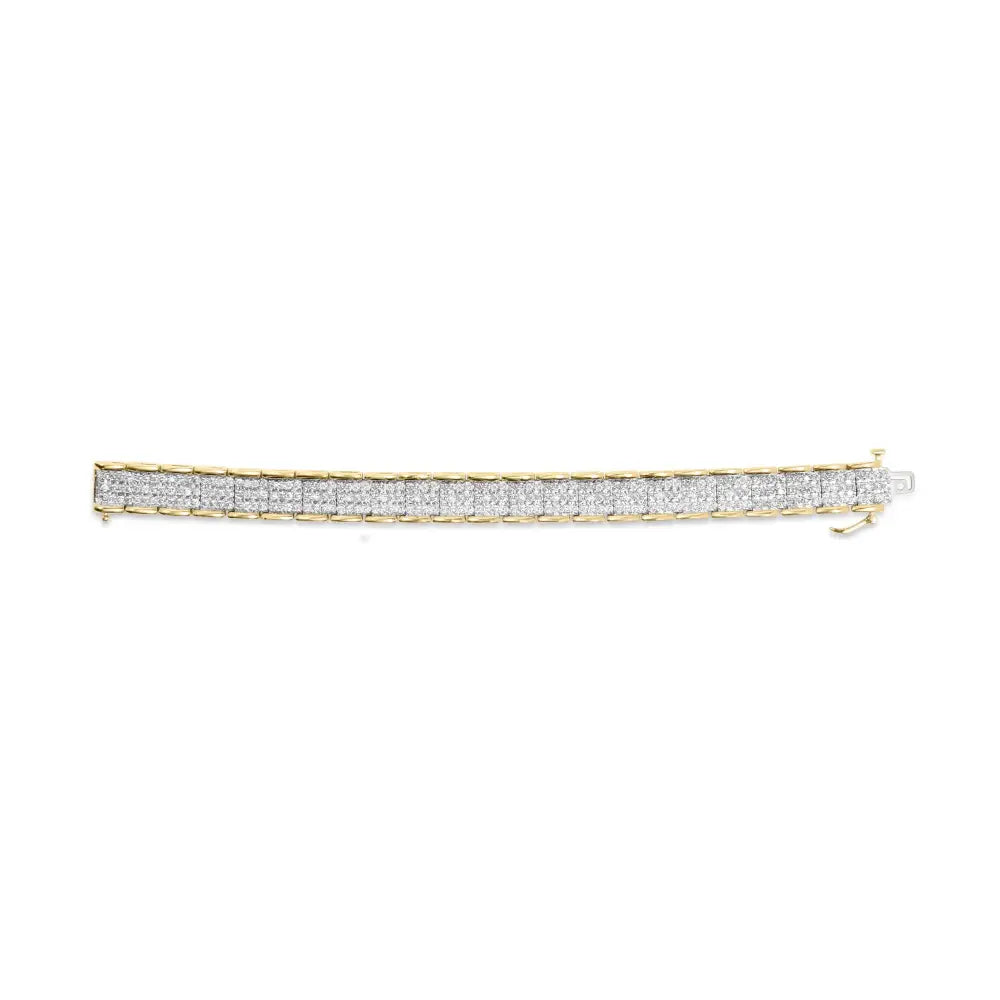 10k yellow gold 5.00 cttw round diamond link 7 inch bracelet bijoux-nyc direct