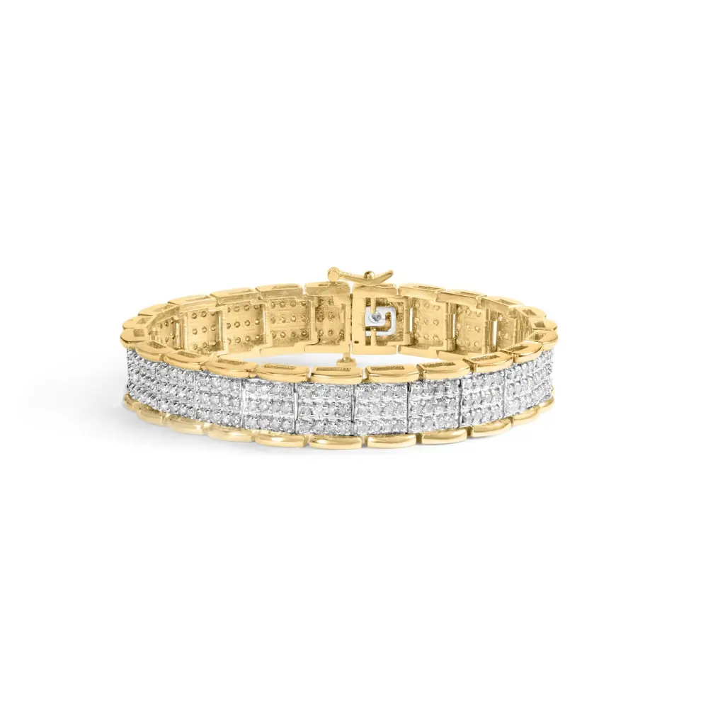 10k yellow gold 5.00 cttw round cut diamond link 7’’ bracelet (j k color i1 i2 clarity) bracelets/bracelet/link handcrafted