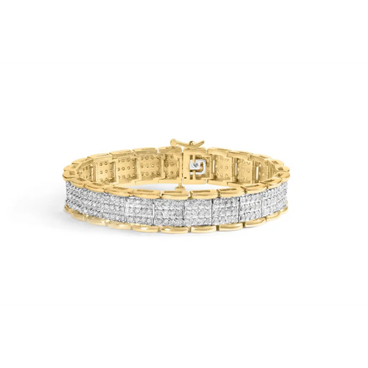 10k yellow gold 5.00 cttw round cut diamond link 7’’ bracelet (j k color i1 i2 clarity) bracelets/bracelet/link handcrafted