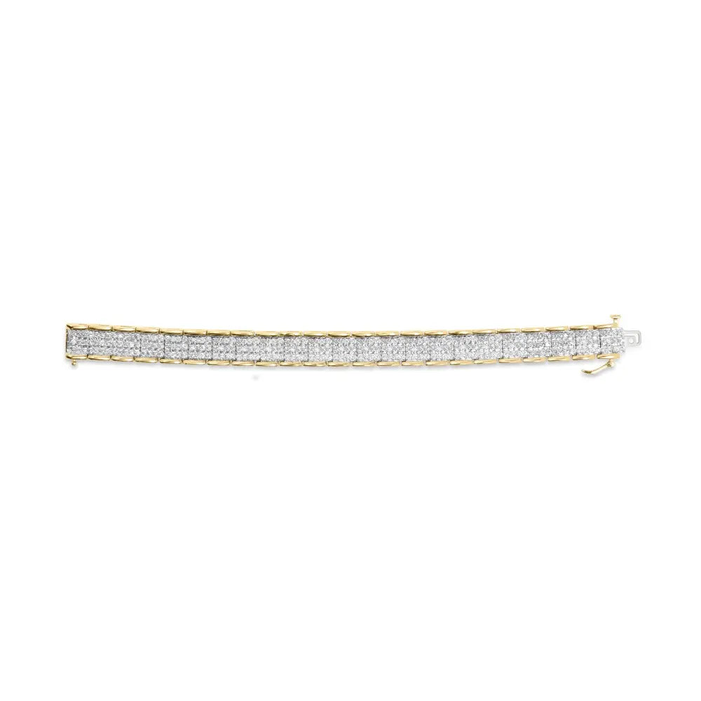 10k yellow gold 5.00 cttw round cut diamond link 7’’ bracelet (j k color i1 i2 clarity) bracelets/bracelet/link handcrafted