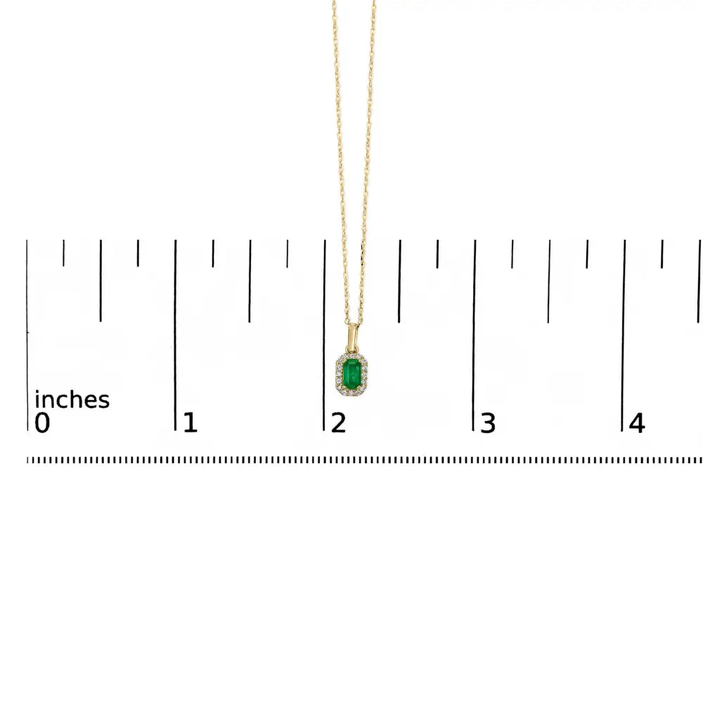 Emerald & diamond halo octagonal pendant necklace in 10k yellow gold – 18’’ bijoux-nyc direct