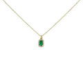 Emerald & diamond halo octagonal pendant necklace in 10k yellow gold – 18’’ bijoux-nyc direct