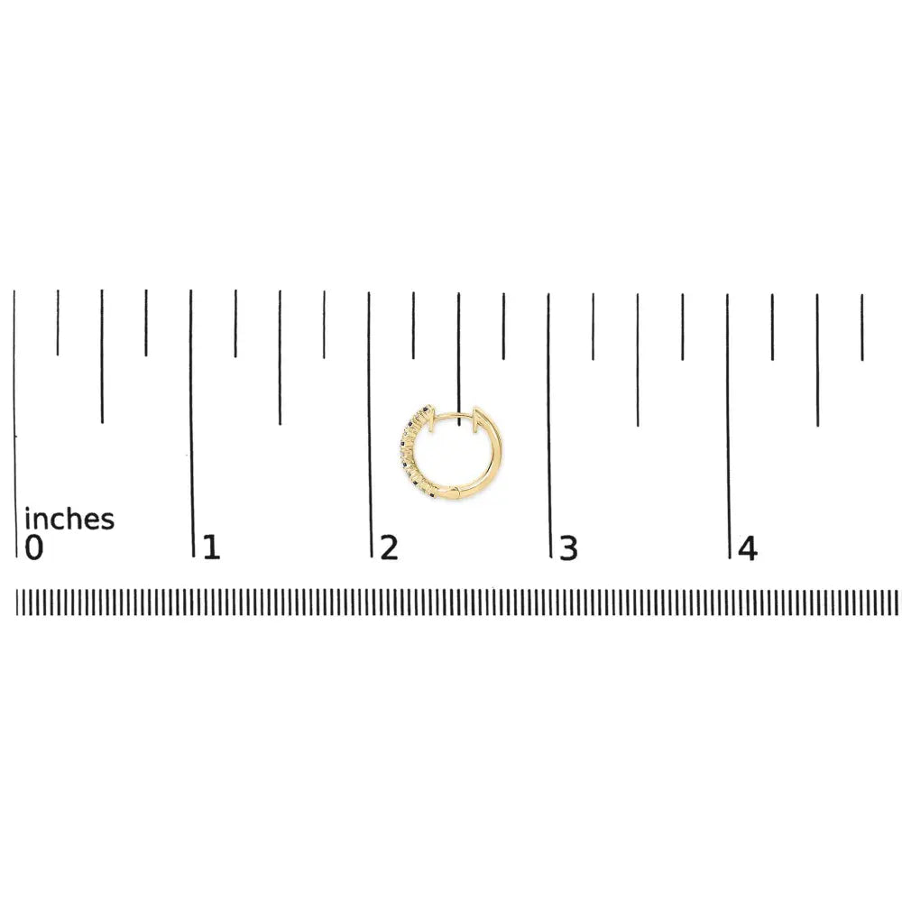 10K Yellow Gold Alternating Blue Sapphire 1/10 Cttw Diamond Huggy Hoop Earrings (I-J Color, I1-I2 Clarity) - Bijoux-NYC Direct