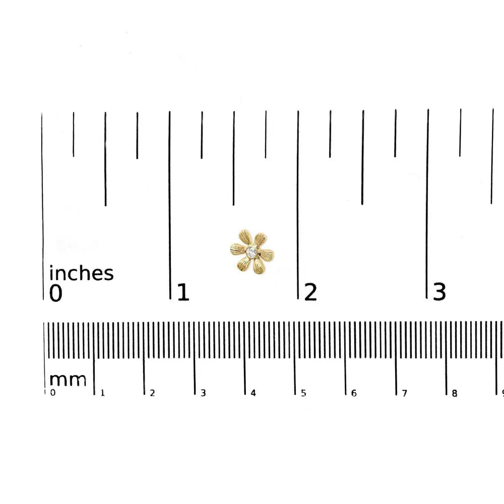 10K Yellow Gold Bezel Set Diamond Accent Hammered Finish Floral Stud Earrings (I-J Color, I1-I2 Clarity) - Bijoux-NYC Direct