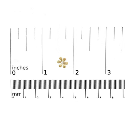 10K Yellow Gold Bezel Set Diamond Accent Hammered Finish Floral Stud Earrings (I-J Color, I1-I2 Clarity) - Bijoux-NYC Direct