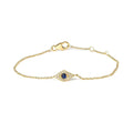 10k yellow gold blue sapphire and diamond evil eye station bracelet 7 inch bijoux-nyc direct
