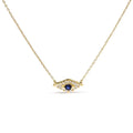 10k yellow gold blue sapphire and diamond evil eye 18 inch necklace bijoux-nyc direct