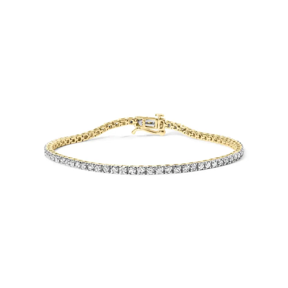 10K Yellow Gold Classic 3.0 Cttw Classic Diamond Tennis Bracelet (J-K Color, I2-I3 Clarity)  - 7.25" Inches - Bijoux-NYC Direct