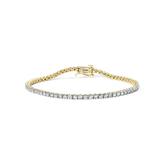 10K Yellow Gold Classic 3.0 Cttw Classic Diamond Tennis Bracelet (J-K Color, I2-I3 Clarity)  - 7.25" Inches - Bijoux-NYC Direct