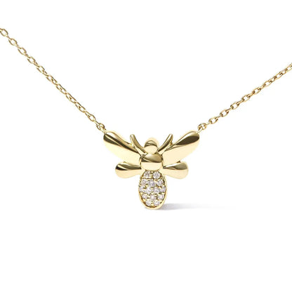 10k yellow gold diamond accented bumble bee pendant 18’’ inch necklace (h i color i1 i2 clarity) necklaces/pendant/pendant