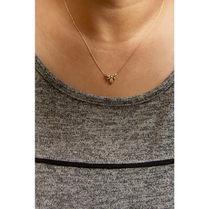 10k yellow gold diamond accented bumble bee pendant 18’’ inch necklace (h i color i1 i2 clarity) necklaces/pendant/pendant