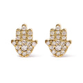 Diamond hamsa stud earrings in 10k yellow gold – 36-stone pavé bijoux-nyc direct