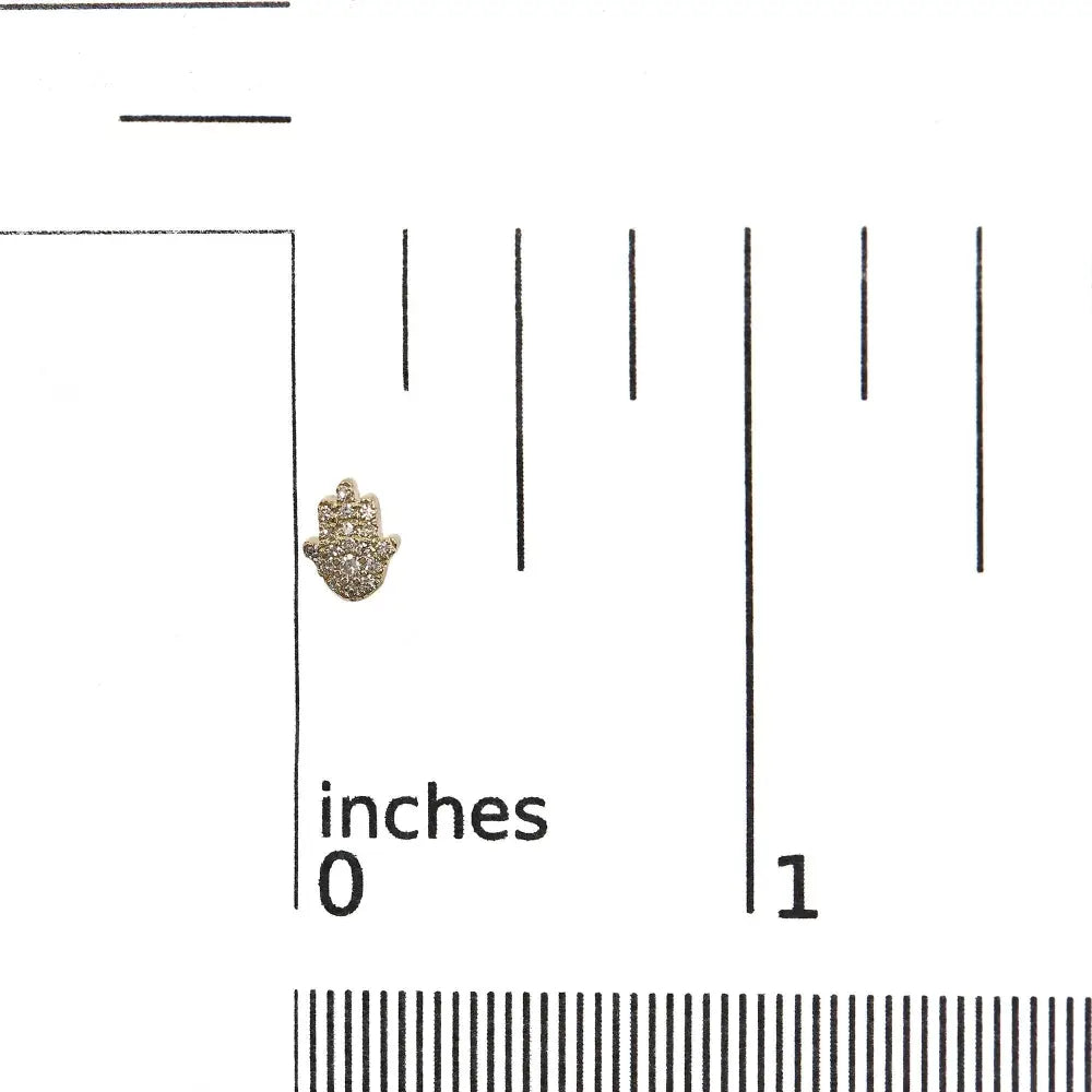 Diamond hamsa stud earrings in 10k yellow gold – 36-stone pavé bijoux-nyc direct