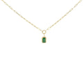 10k yellow gold 6x4mm emerald cut green emerald solitaire necklace 18 inch bijoux-nyc direct