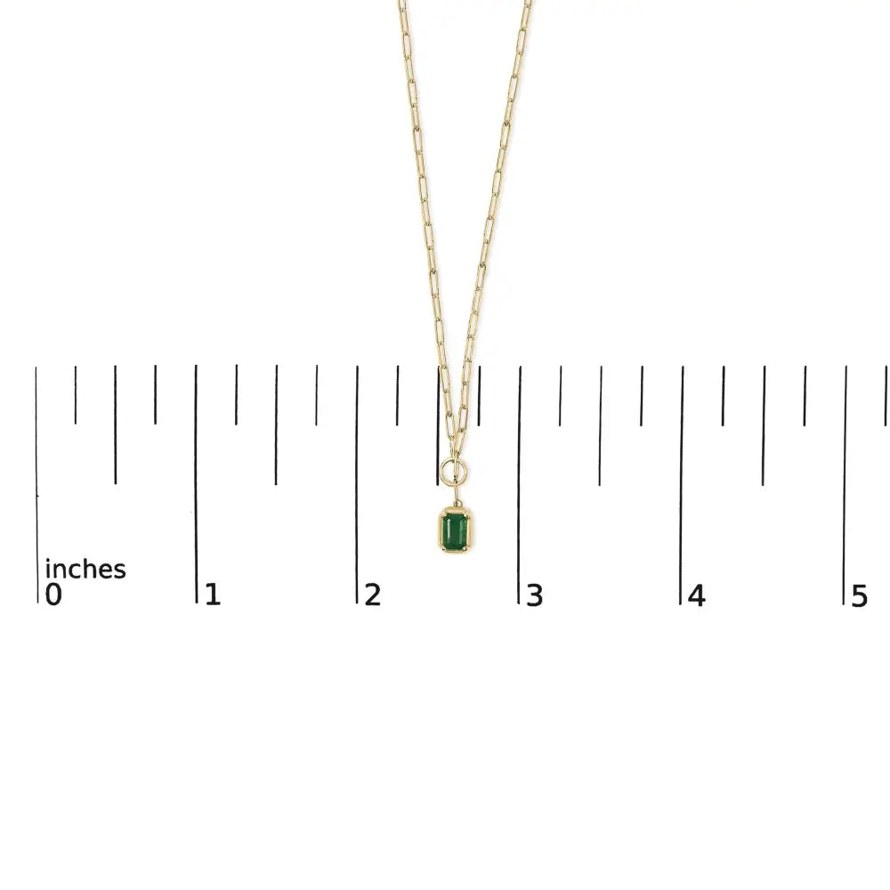 10k yellow gold 6x4mm emerald cut green emerald solitaire necklace 18 inch bijoux-nyc direct