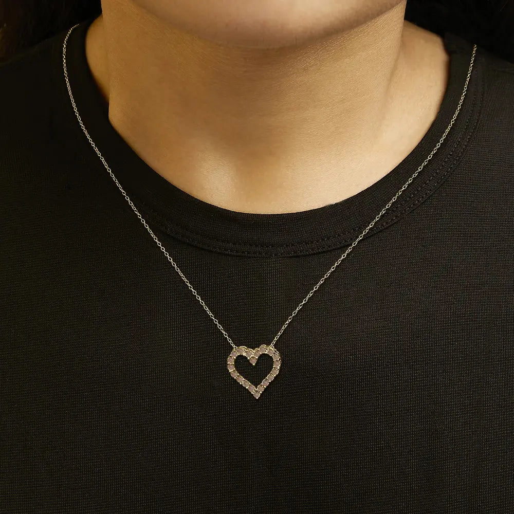 Champagne diamond miracle-plate heart pendant necklace in yellow gold-flashed sterling silver – 1/2 cttw bijoux-nyc