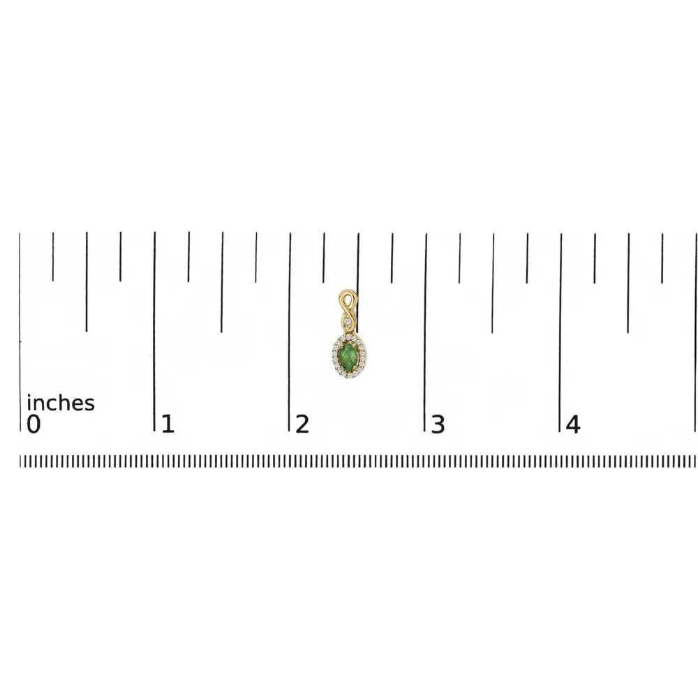 10K Yellow Gold Oval Cut Green Emerald 5x3 mm and 1/7 Cttw Round Diamond Dangle Earrings - Bijoux-NYC Direct