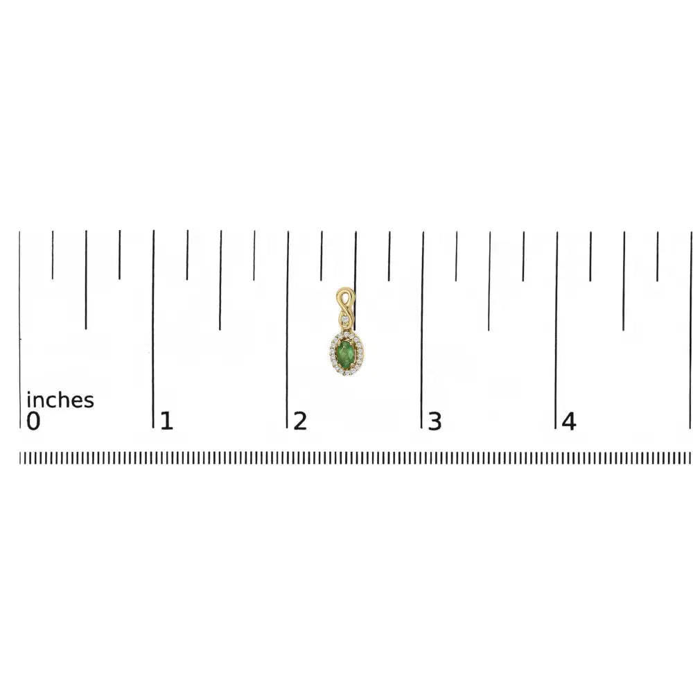 10k yellow gold oval green emerald and 1/7 cttw diamond dangle earrings bijoux-nyc direct