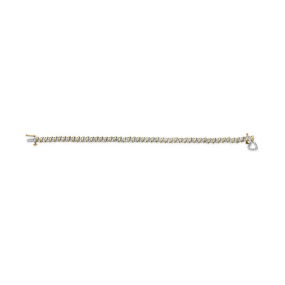 10k yellow gold over.925 sterling silver 2.0 cttw diamond heart charm 7’’ link bracelet (i j color i3 clarity)