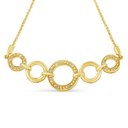 10K Yellow Gold over .925 Sterling Silver Diamond Accented Graduated Infinity Open Circle 6”-9” Adjustable Bolo Bracelet (H-I Color, I2-I3 Clarity) - Bijoux-NYC Direct