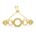 10k gold over silver diamond graduated infinity circle bolo bracelet bijoux-nyc direct