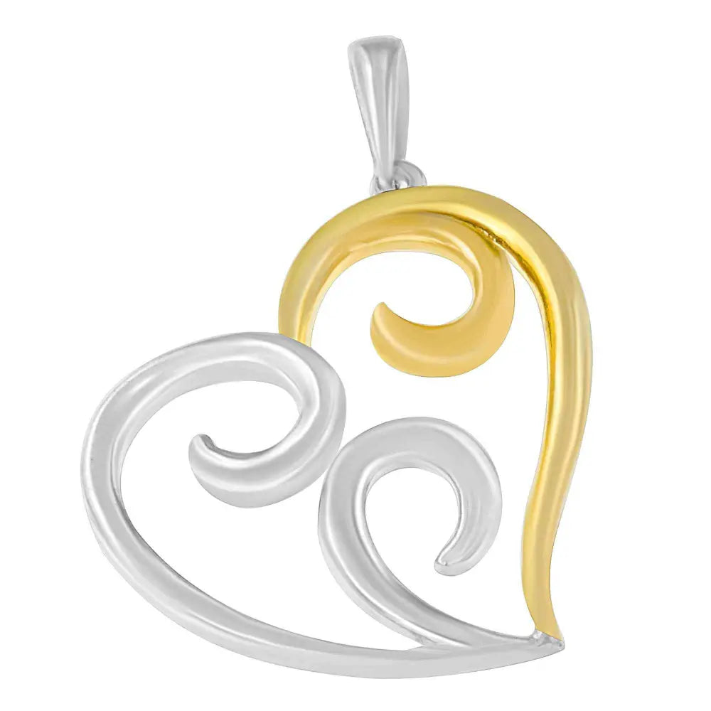 10k yellow gold over.925 sterling silver open heart with swirls 18’’ box chain pendant necklace necklaces/pendant/pendant