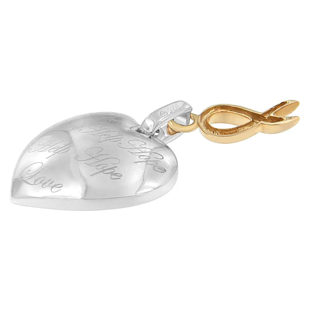 10k yellow gold over sterling silver engraved heart pendant necklace bijoux-nyc direct
