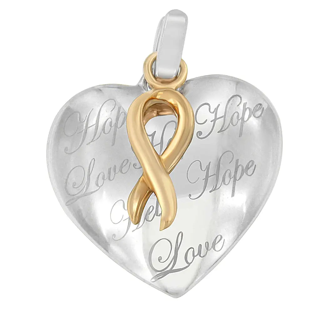 10k yellow gold over sterling silver engraved heart pendant necklace bijoux-nyc direct