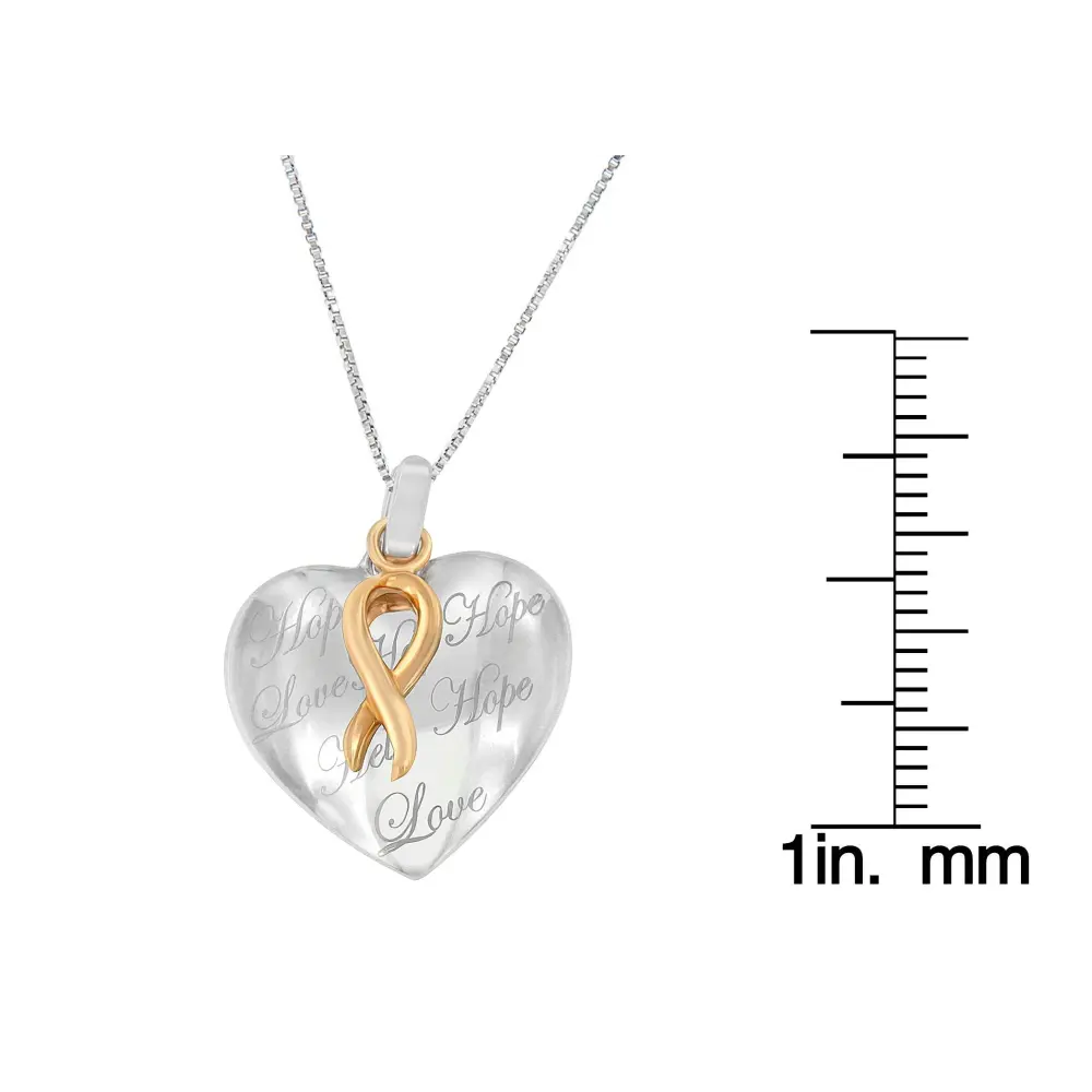 10K Yellow Gold Over Silver Heart Pendant Necklace - Bijoux-NYC Direct