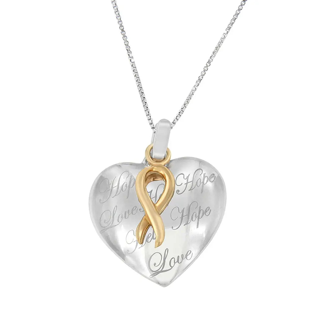 10k yellow gold over sterling silver engraved heart pendant necklace bijoux-nyc direct