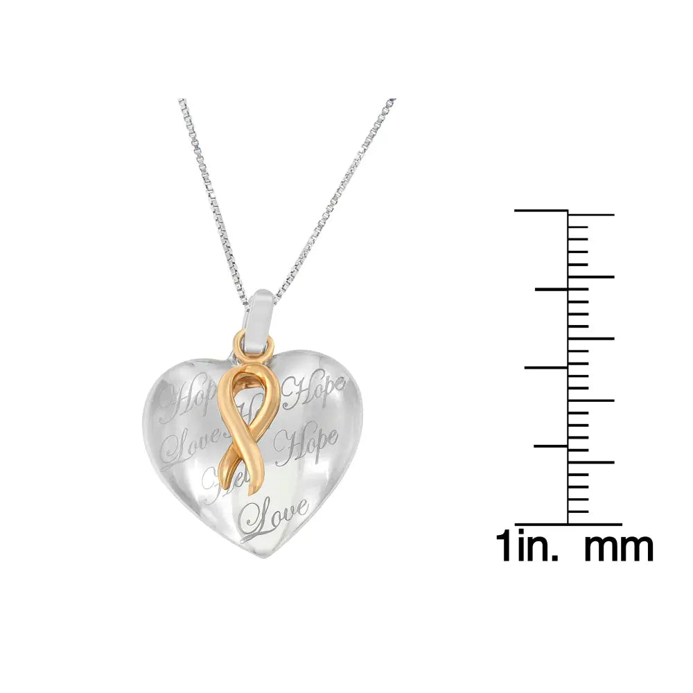10k yellow gold over sterling silver engraved heart pendant necklace bijoux-nyc direct