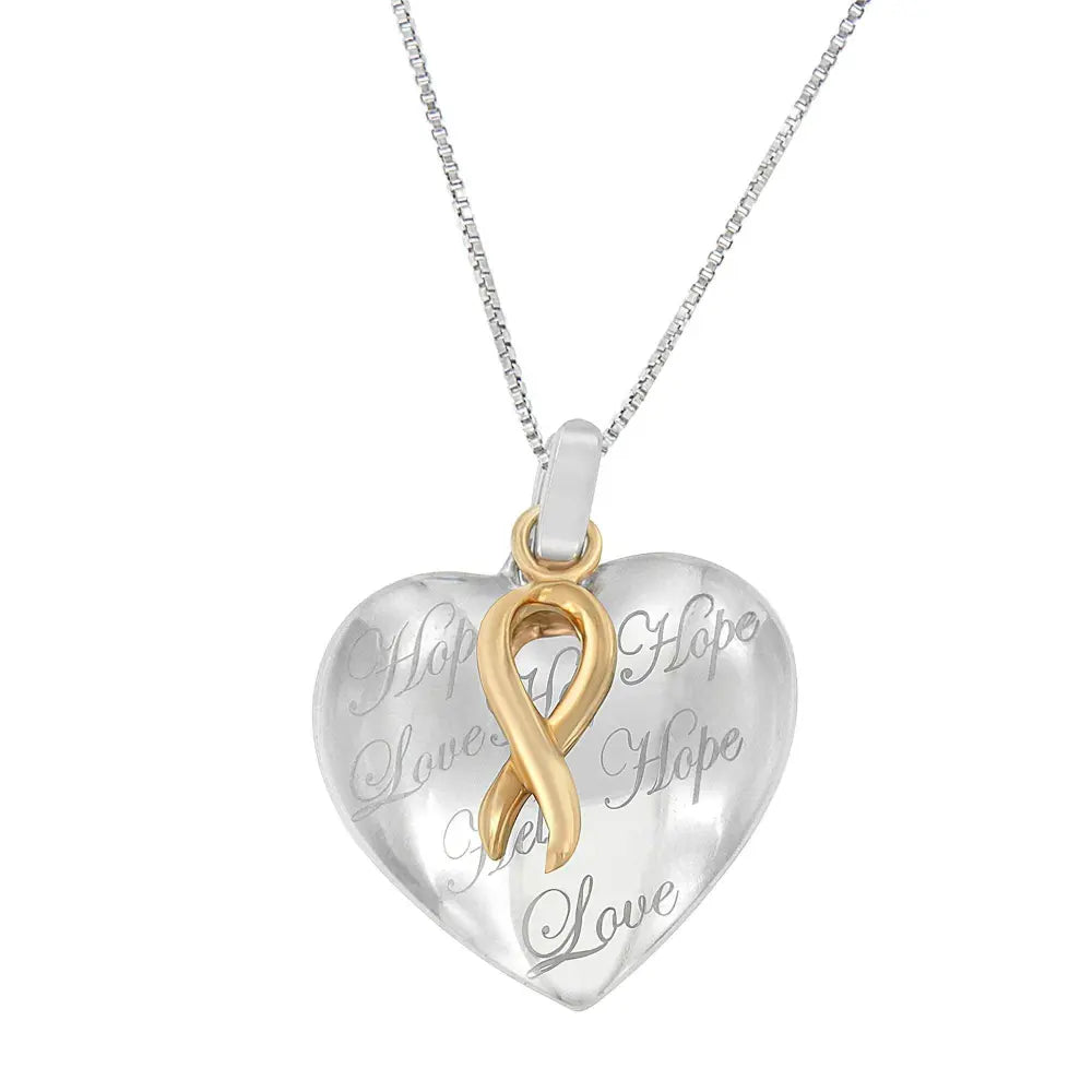 10K Yellow Gold Over Silver Heart Pendant Necklace - Bijoux-NYC Direct