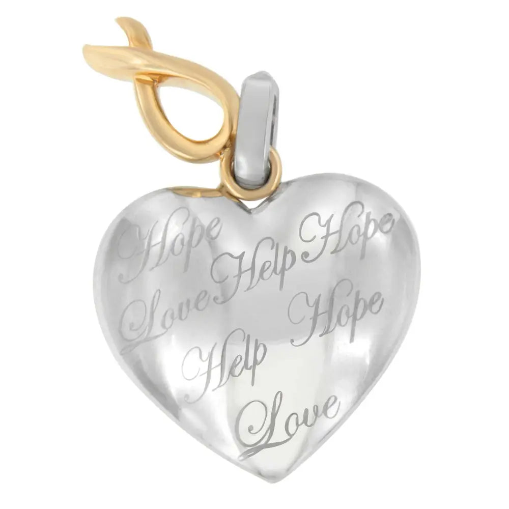 10k yellow gold over sterling silver engraved heart pendant necklace bijoux-nyc direct