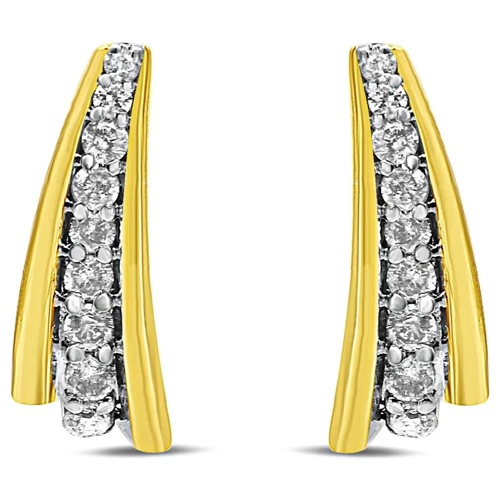 1/2ct round diamond graduated huggie earrings in 10k gold plated silver bijoux-nyc direct