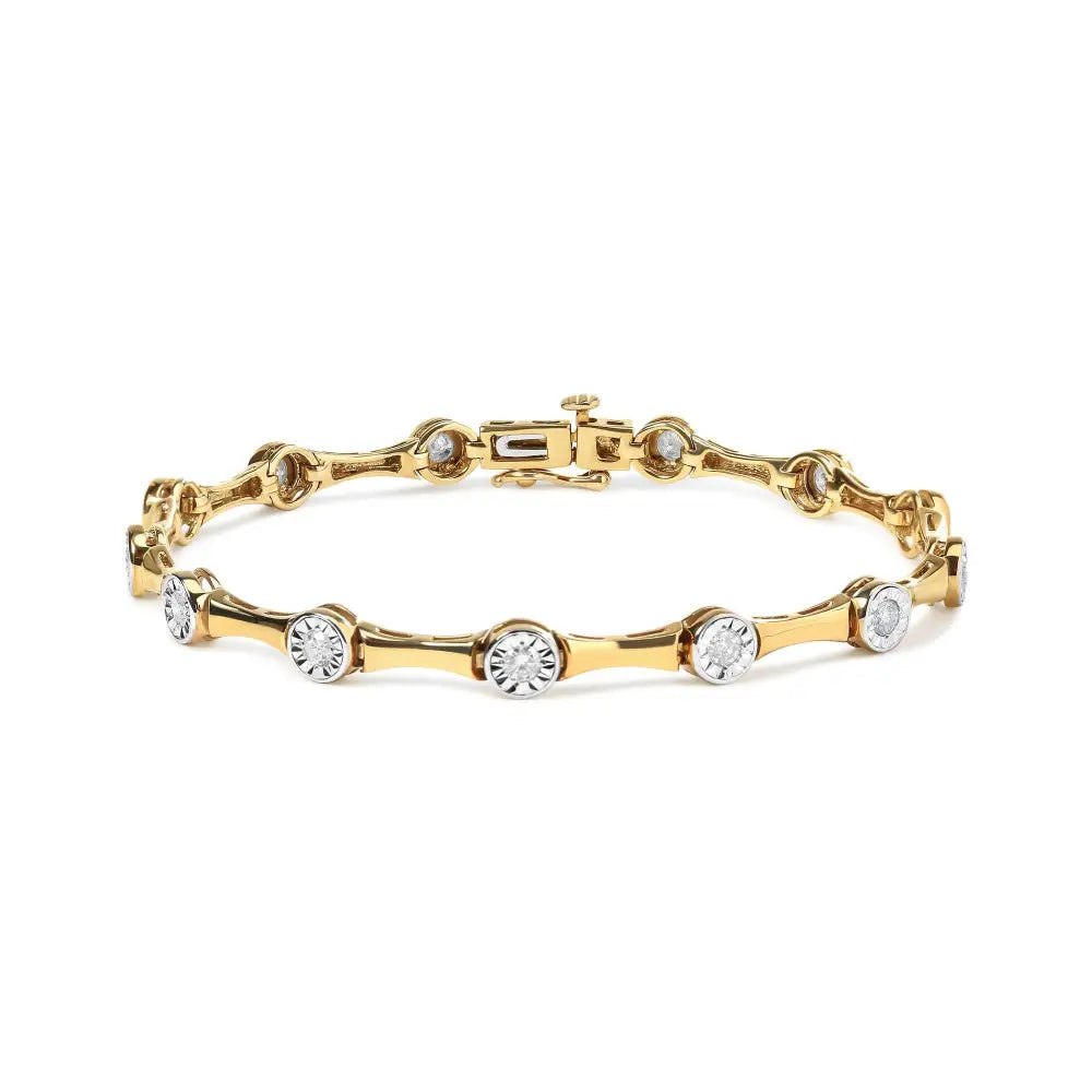 1.0 cttw diamond station bracelet in 10k yellow gold over sterling silver bijoux-nyc direct