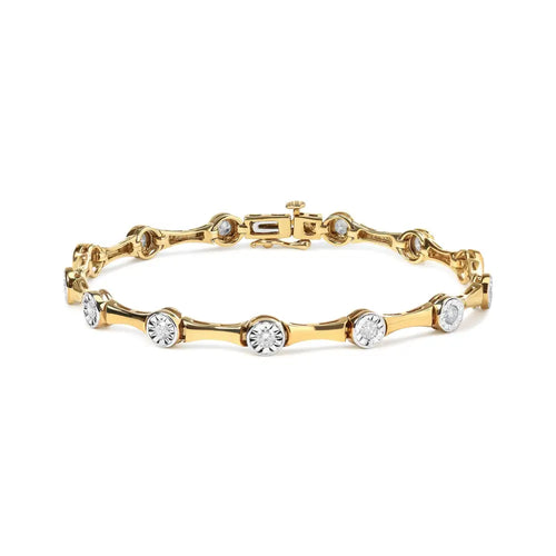 1.0 cttw diamond station bracelet in 10k yellow gold over sterling silver bijoux-nyc direct