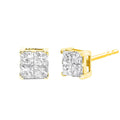 1.0 cttw princess cut diamond stud earrings in gold plated silver bijoux-nyc direct
