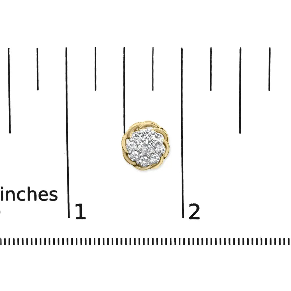 1/2 cttw diamond cluster stud earrings in 10k gold plated silver bijoux-nyc direct