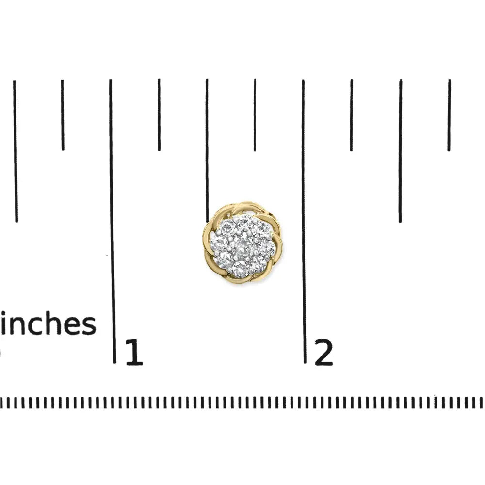 10K Yellow Gold Plated .925 Sterling Silver 1/2 Cttw Diamond Cluster Stud Earrings (J-K Color, I2-I3 Clarity) - Bijoux-NYC Direct