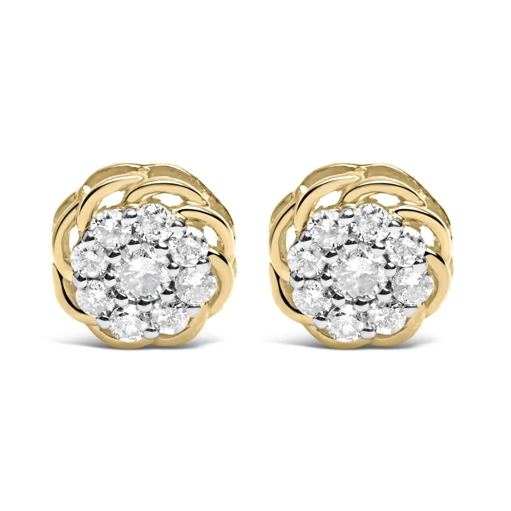1/2 cttw diamond cluster stud earrings in 10k gold plated silver bijoux-nyc direct
