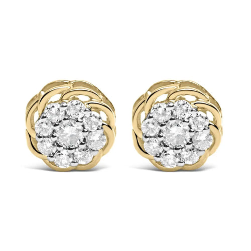 1/2 cttw diamond cluster stud earrings in 10k gold plated silver bijoux-nyc direct