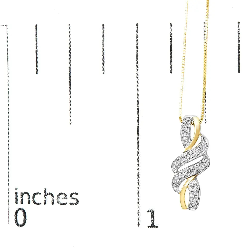 1/20 cttw diamond swirl pendant necklace in 10k yellow gold plated silver bijoux-nyc direct