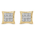 1/4 cttw diamond textured halo stud earrings in 10k gold plated silver bijoux-nyc direct