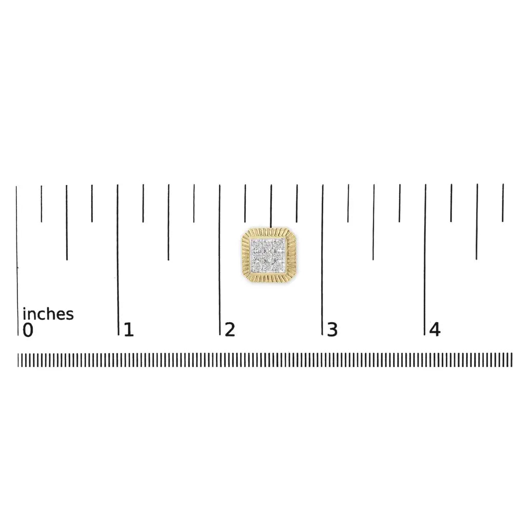 1/6 cttw diamond square textured halo stud earrings in 10k gold over silver bijoux-nyc direct