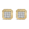 1/6 cttw diamond square textured halo stud earrings in 10k gold over silver bijoux-nyc direct