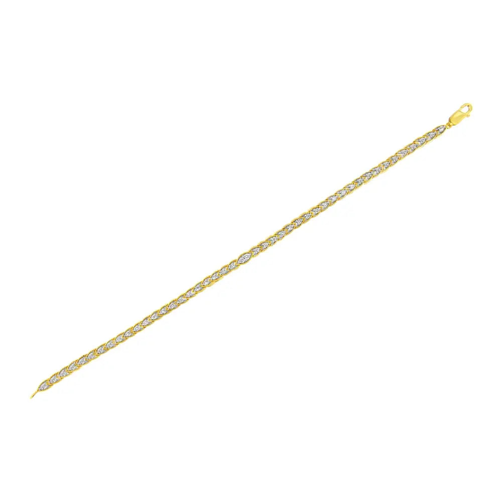 10k yellow gold plated silver 1ct diamond pear link bracelet 7.25 inch bijoux-nyc direct