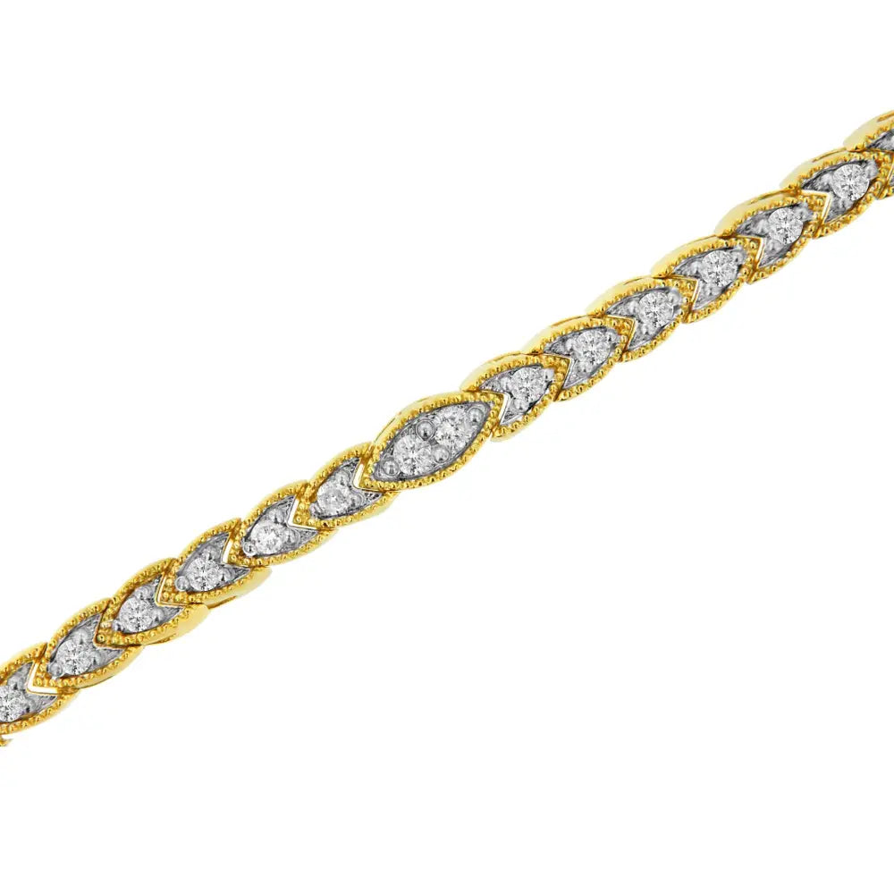 10k yellow gold plated silver 1ct diamond pear link bracelet 7.25 inch bijoux-nyc direct
